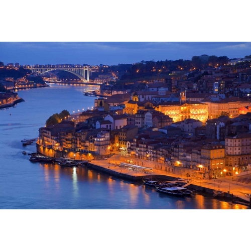 Portugal, Porto Overview of city at night